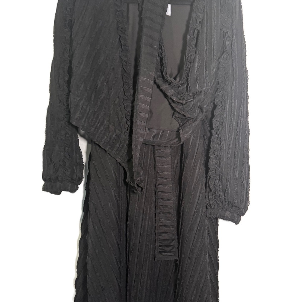 Elegant Black Textured Wrap Cropped Top  and maxi skirt Set